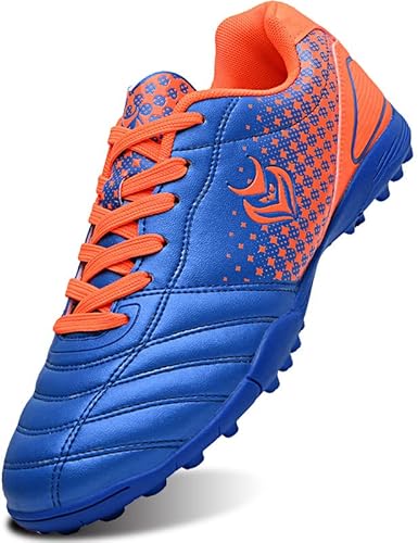 SIN0ES S99900 Fußballschuhe Herren Microfaser Spikes Cleats Athletics Trainingsschuhe Jungen Professionelle Outdoor Sport Football Blau Orange Gr.36 von SIN0ES