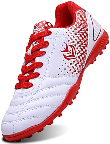 SIN0ES S99900 Fussballschuhe Kinder Fußballschuhe Jungen Low Top Professional Athletics Trainingsschuhe Outdoor Sportschuhe Teens Weiß Rot Gr.30 von SIN0ES