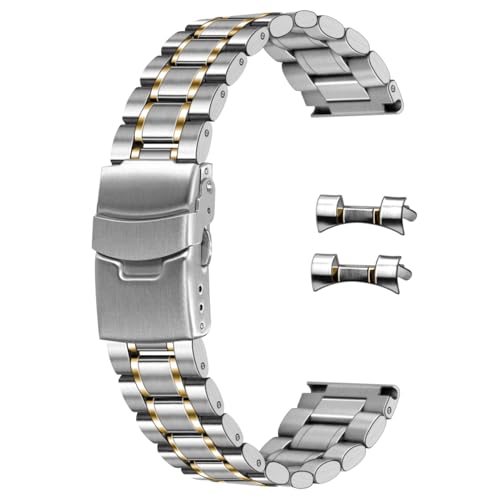 SINAIKE 20mm Universal Uhrenarmband Solid Edelstahl mit gebogenen Lug Ends Teile, Ersatz Armband für Männer und Frauen Silber und Gold SINAIKE 20mm Universal Uhrenarmband Solid Edelstahl mit gebogenen Lug Ends Teile, Ersatz Armband für Männer und Frauen Silber und Gold von SINAIKE