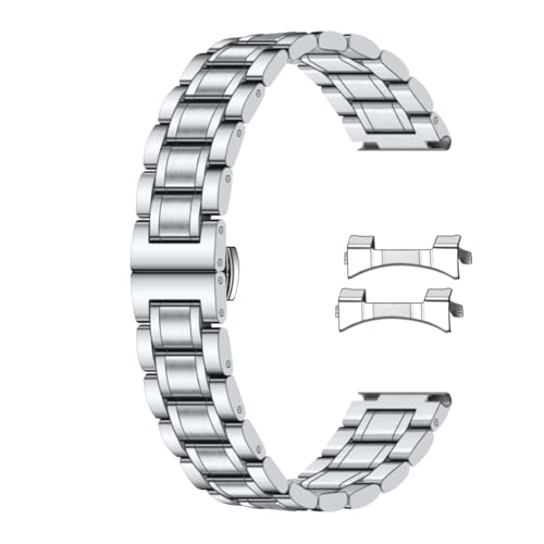 SINAIKE Universal Metall Uhrenarmband Fit Meist Tranditional Uhr, 21mm Quick Release Edelstahl Uhrenarmbänder mit gebogenen Lug Enden Teile, Classic Uhrenarmband Ersatz Armband Männer Frauen Silber von SINAIKE