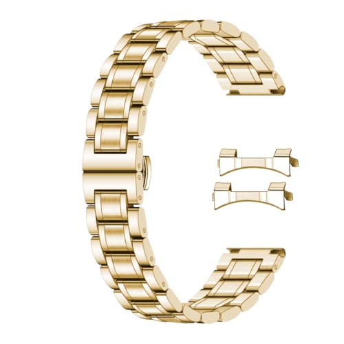 SINAIKE Universal-Uhrenarmband, Edelstahl, mit gebogenen Endstücken, Ersatzarmband für Damen und Herren, 16 mm, 18 mm, 20 mm, 21 mm, 22 mm, 24 mm, goldfarben von SINAIKE