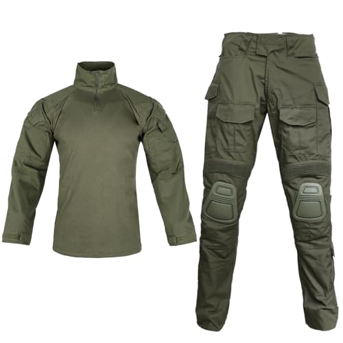 SINAIRSOFT G3 Taktisches Uniformhemd und Hosen Set Combat Army BDU -Uniform mit Knie-/Ellbogenpolstern für die Jagd der Männer im Freien im Freien im Freien von SINAIRSOFT