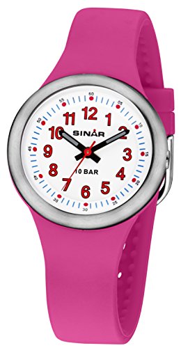 SINAR Jugenduhr / Kinderuhr Mädchen pink Silikonband 10 bar XB-35-4 von SINAR