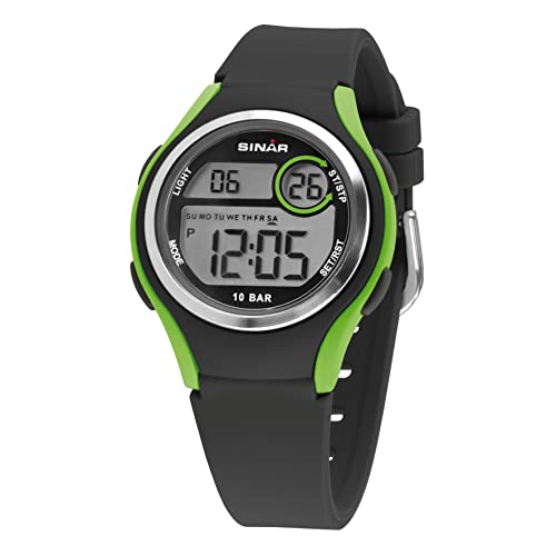 SINAR Jungen-Armbanduhr Jugenduhr Sportuhr Outdoor Digital Quarz 10 bar mit Silikonband und Licht Schwarz Grün XE-64-3 SINAR Jungen-Armbanduhr Jugenduhr Sportuhr Outdoor Digital Quarz 10 bar mit Silikonband und Licht Schwarz Grün XE-64-3 von SINAR