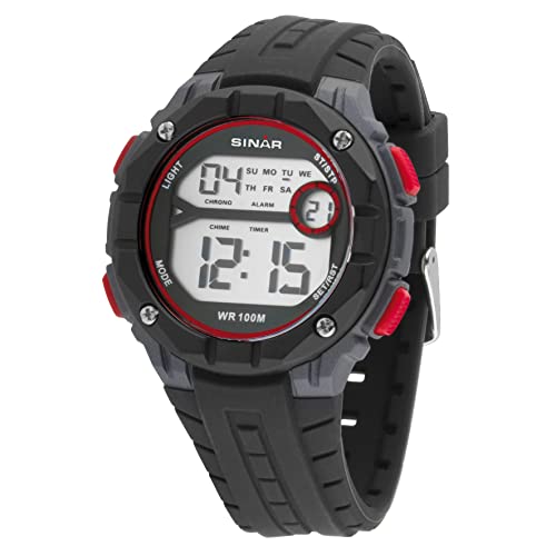 SINAR Jungenuhr Herrenuhr Jugend Armbanduhr Sportuhr Outdoor Digital Quarz 10 bar mit Silikonarmband und Licht Schwarz Grau Rot XE-56-4 SINAR Jungenuhr Herrenuhr Jugend Armbanduhr Sportuhr Outdoor Digital Quarz 10 bar mit Silikonarmband und Licht Schwarz Grau Rot XE-56-4 von SINAR