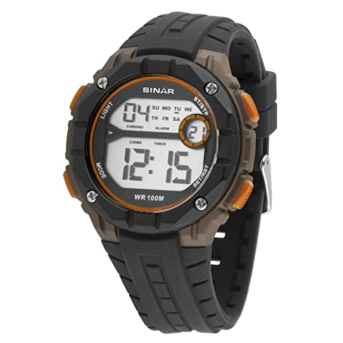 SINAR Jungenuhr Herrenuhr Jugend Armbanduhr Sportuhr Outdoor Digital Quarz 10 bar mit Silikonarmband und Licht Schwarz Orange Braun XE-56-9 SINAR Jungenuhr Herrenuhr Jugend Armbanduhr Sportuhr Outdoor Digital Quarz 10 bar mit Silikonarmband und Licht Schwarz Orange Braun XE-56-9 von SINAR