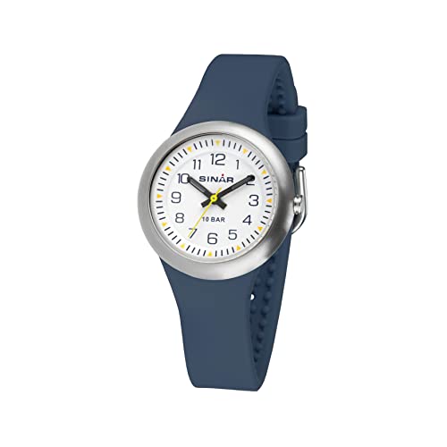 SINAR Kinder Jugend Armbanduhr Sportuhr Jungen Analog Quarz 10 bar mit Silikonarmband Dunkelblau XB-36-2 von SINAR
