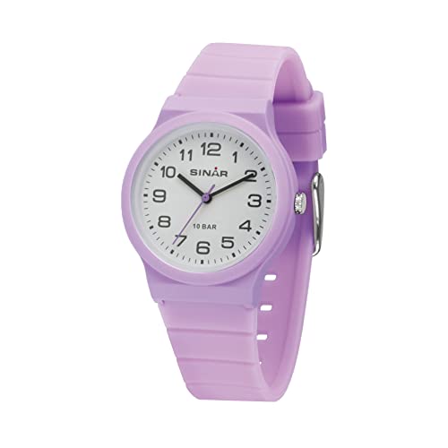 SINAR Kinder Jugend Armbanduhr Sportuhr Mädchen Analog Quarz 10 bar mit Silikonarmband Lila Violett XB-18-7 von SINAR