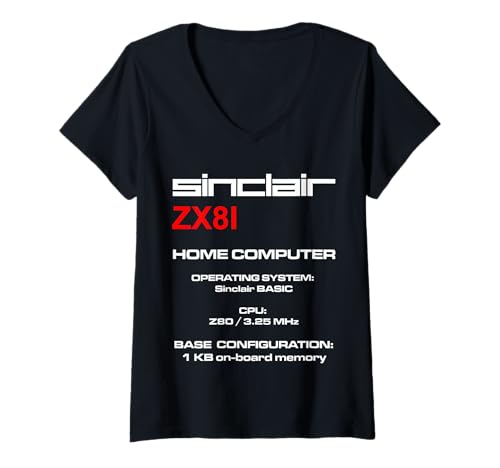 Damen Sinclair ZX81 T-Shirt mit V-Ausschnitt Damen Sinclair ZX81 T-Shirt mit V-Ausschnitt von SINCLAIR ZX81