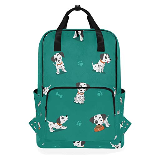 Lässiger Reiserucksack, Schulrucksack für Damen, große Wickeltasche, Rucksack, Büchertasche für College, passend für 14-Zoll-Laptoprucksack (Cartoon-Dalmatiner-Hund), Muster, L von SINGSTOUR