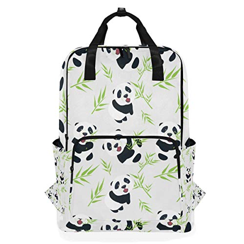 Lässiger Reiserucksack, Schulrucksack für Damen, große Wickeltasche, Rucksack, Büchertasche für College, passend für 15-Zoll-Laptoprucksack (niedlicher Panda), Muster, L von SINGSTOUR