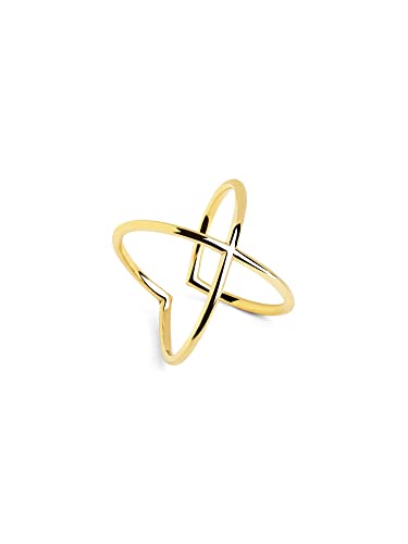 SINGULARU - 4Ever Gold Ring - Verstellbarer Ringe - Ring aus 925er Sterlingsilber mit 18-karätiger Vergoldung. - Einheitsgröße - Schmuck für Damen von SINGULARU