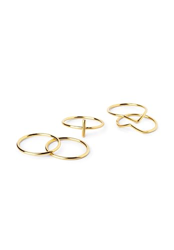 SINGULARU - 5er Pack Nefertiti Ringe. Messing mit 18 Kt Vergoldeter Beschichtung. Schmuck für Damen. Größe 10. von SINGULARU