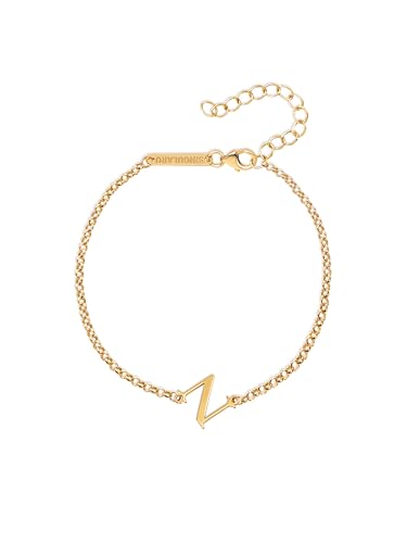 SINGULARU - Single Letter Armband. Sterlingsilber mit 18 Kt Vergoldeter Beschichtung. Schmuck für Damen. Buchstabe N. von SINGULARU