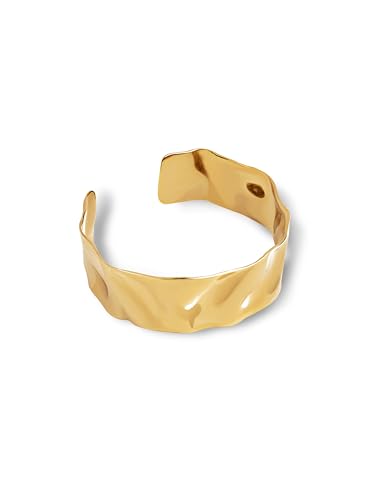 SINGULARU - Armband Tide - Armband aus 18kt vergoldetem Stahl - Verstellbares Armband mit strukturiertem Muster - Damenschmuck - Verschiedene Ausführungen von SINGULARU