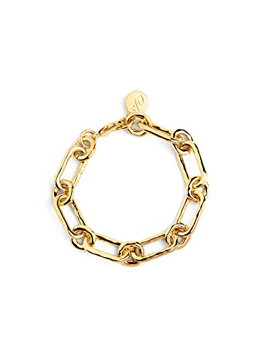 SINGULARU - Armband Zambia Link Gold - Massives Gliederarmband aus Messing mit 18kt Vergoldung - Einheitsgröße - Kettenlänge 18 cm - Damenschmuck von SINGULARU