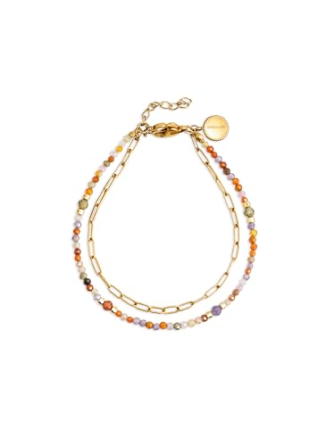 SINGULARU - Double Crystal Summer Armband. Edelstahl mit 18 Kt Vergoldeter Beschichtung und Kristalle. Schmuck für Damen. von SINGULARU