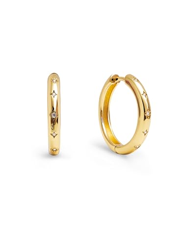 SINGULARU - Astra L Creolen. Messing mit 18 Kt Vergoldeter Beschichtung und Zirkonia. Schmuck für Damen. von SINGULARU