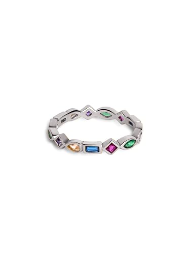 SINGULARU - Cascade Ring. Sterlingsilber mit Rhodium-Beschichtung und Zirkonia. Schmuck für Damen. Größe 18. von SINGULARU