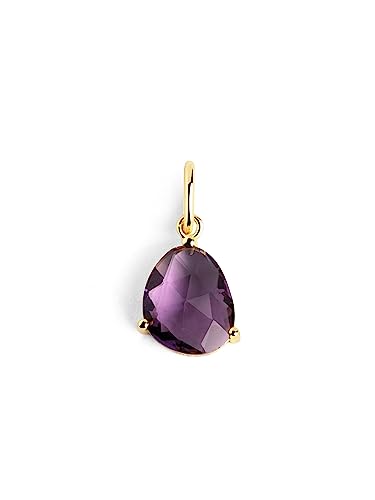 SINGULARU - Birthstones Charm. Sterlingsilber mit 18 Kt Vergoldeter Beschichtung und Kristalle. Schmuck für Damen. Februar. von SINGULARU