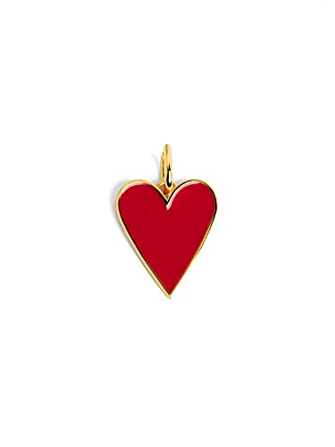 SINGULARU - Lovely Heart Red Enamel Charm. Messing mit 18 Kt Vergoldeter Beschichtung und Emaille. Schmuck für Damen. von SINGULARU