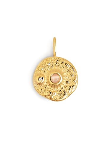SINGULARU - Charm Planet Mars. Edelstahl mit 18 Kt Vergoldeter Beschichtung und Zirkonia und Naturstein. Schmuck für Damen. von SINGULARU
