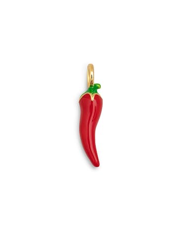 SINGULARU - Chili Pepper Charm. Messing mit 18 Kt Vergoldeter Beschichtung und Emaille. Schmuck für Damen von SINGULARU
