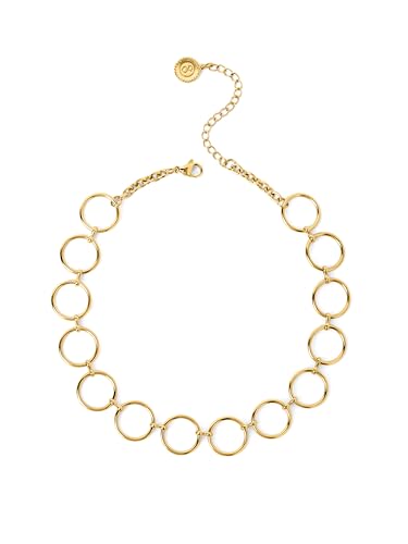SINGULARU - Circles & Circles Halsband. Edelstahl mit 18 Kt Vergoldeter Beschichtung. Schmuck für Damen. von SINGULARU