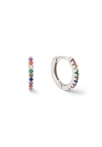 SINGULARU - Colors Creolen. Sterlingsilber mit Rhodium-Beschichtung und Zirkonia. Schmuck für Damen. von SINGULARU