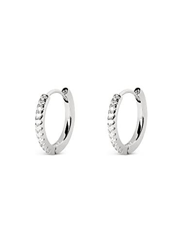 SINGULARU - Cleo L Creolen. Sterlingsilber mit Rhodium-Beschichtung und Zirkonia. Schmuck für Damen. von SINGULARU