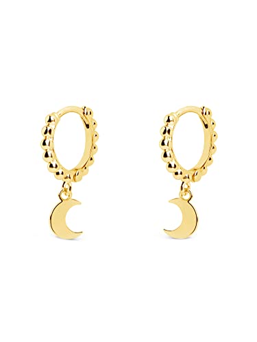 SINGULARU - Creolen-Ohrringe Pebbles Moon Gold - Ohrringe in 925 Sterlingsilber mit 18kt Vergoldung - Creolen-Ohrringe mit Schiebeverschluss - Damenschmuck von SINGULARU