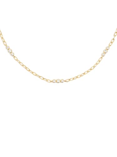 SINGULARU - Delicate Halskette. Messing mit 18 Kt Vergoldeter Beschichtung und Zirkonia. Schmuck für Damen. von SINGULARU