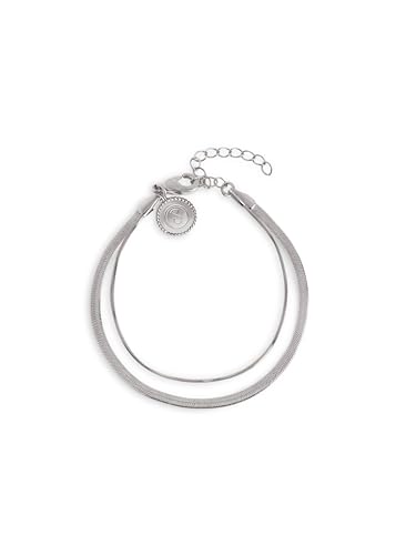 SINGULARU - Doppel Lisse Tail Armband. Edelstahl mit Silberfarbener Beschichtung. Schmuck für Damen. von SINGULARU