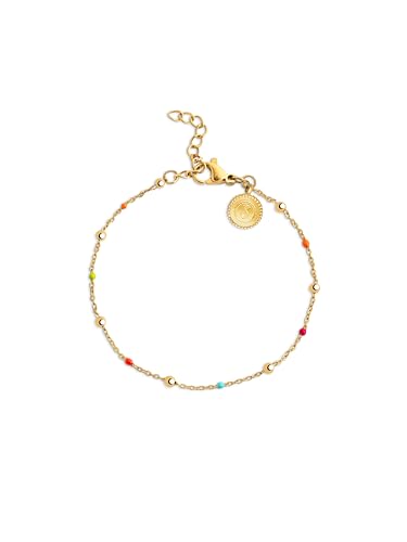 SINGULARU - Dots L Colors Enamel Armband. Edelstahl mit 18 Kt Vergoldeter Beschichtung und Emaille. Schmuck für Damen. von SINGULARU