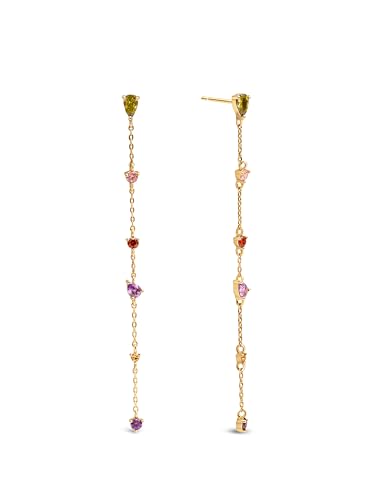 SINGULARU - Drop Glam Ohrringe. Messing mit 18 Kt Vergoldeter Beschichtung und Zirkonia. Schmuck für Damen. von SINGULARU