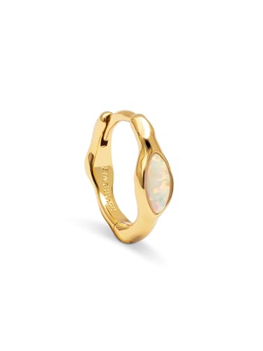 SINGULARU - Einzelner Creolen-Ohrring Hope. Messing mit 18 Kt Goldbeschichtung und synthetischem Stein. Schmuck für Damen. von SINGULARU