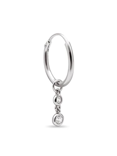 SINGULARU - Einzelner Creolenohrring Doppel Spark. Sterlingsilber mit Rhodiumbeschichtung und Zirkonia. Schmuck für Damen von SINGULARU