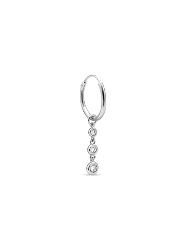 SINGULARU - Einzelner Creolenohrring Dreifach Spark. Sterlingsilber mit Rhodiumbeschichtung und Zirkonia. Schmuck für Damen von SINGULARU