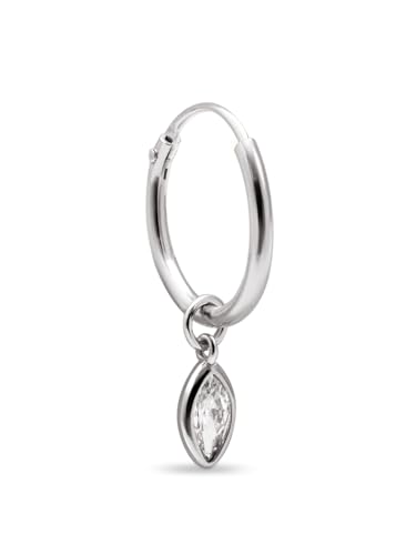 SINGULARU - Einzelner Creolenohrring Marquesa Simple. Sterlingsilber mit Rhodiumbeschichtung und Zirkonia. Schmuck für Damen von SINGULARU
