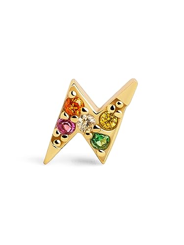 SINGULARU - Einzelner Ohrring Blitzschlag Colors. Sterlingsilber mit 18 kt Goldbeschichtung und Zirkonia. Schmuck für Damen. von SINGULARU