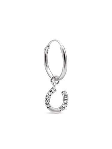SINGULARU - Einzelner Ohrring Creole Hufeisen. Sterlingsilber mit Rhodiumbeschichtung und Zirkonia. Schmuck für Damen von SINGULARU