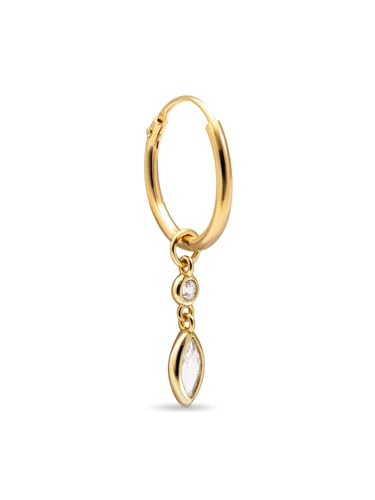 SINGULARU - Einzelner Ohrring Creole Marquesa. Sterlingsilber mit 18 Kt Goldbeschichtung und Zirkonia. Schmuck für Damen von SINGULARU