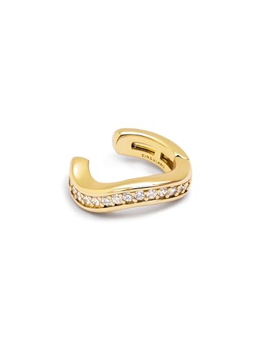 SINGULARU - Einzelner Ear Cuff Hailey. Messing mit 18 kt Goldbeschichtung und Zirkonia. Schmuck für Damen. von SINGULARU