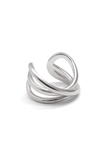 SINGULARU - Einzelner Ohrring Ear Cuff Triple Cross. Messing mit Rhodiumbeschichtung. Schmuck für Damen von SINGULARU