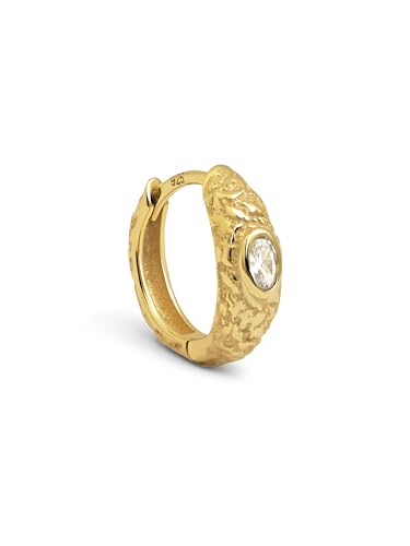 SINGULARU - Einzelner Creolen-Ohrring Organico River. Sterlingsilber mit 18 kt Goldbeschichtung und Zirkonia. Schmuck für Damen von SINGULARU