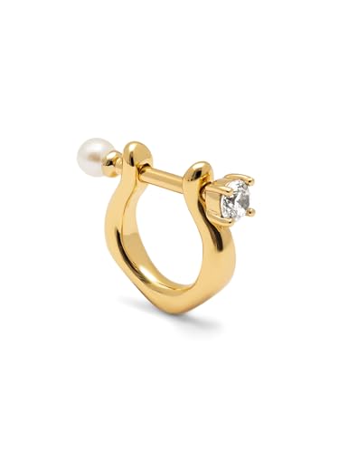 SINGULARU - Einzelner Ohrring Perla und Spark. Messing mit 18K vergoldung und Perle. Schmuck für Damen. von SINGULARU