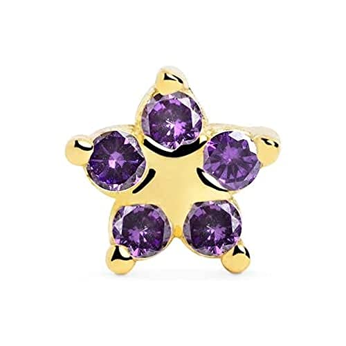 SINGULARU - Einzelner Ohrring Star Spark Lavande. Sterlingsilber mit 18 kt Goldbeschichtung. Schmuck für Damen. von SINGULARU