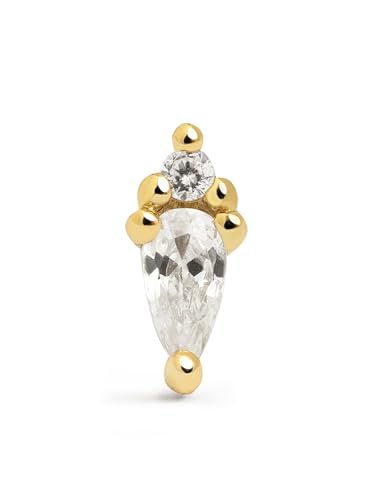 SINGULARU - Einzelner Ohrring Tear Mini. Sterlingsilber mit 18 kt Goldbeschichtung und Zirkonia. Schmuck für Damen von SINGULARU