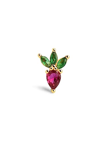 SINGULARU - Einzelner Ohrring Tropical Strawberry. Sterlingsilber mit 18 kt Goldbeschichtung. Schmuck für Damen. von SINGULARU