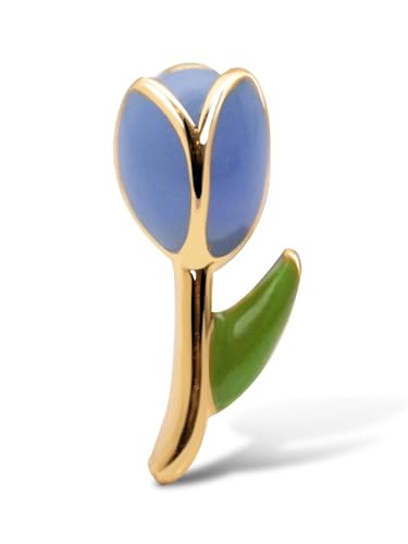 SINGULARU - Einzelner Ohrring Tulpe. Sterlingsilber mit 18 kt Goldbeschichtung und Emaille. Schmuck für Damen von SINGULARU